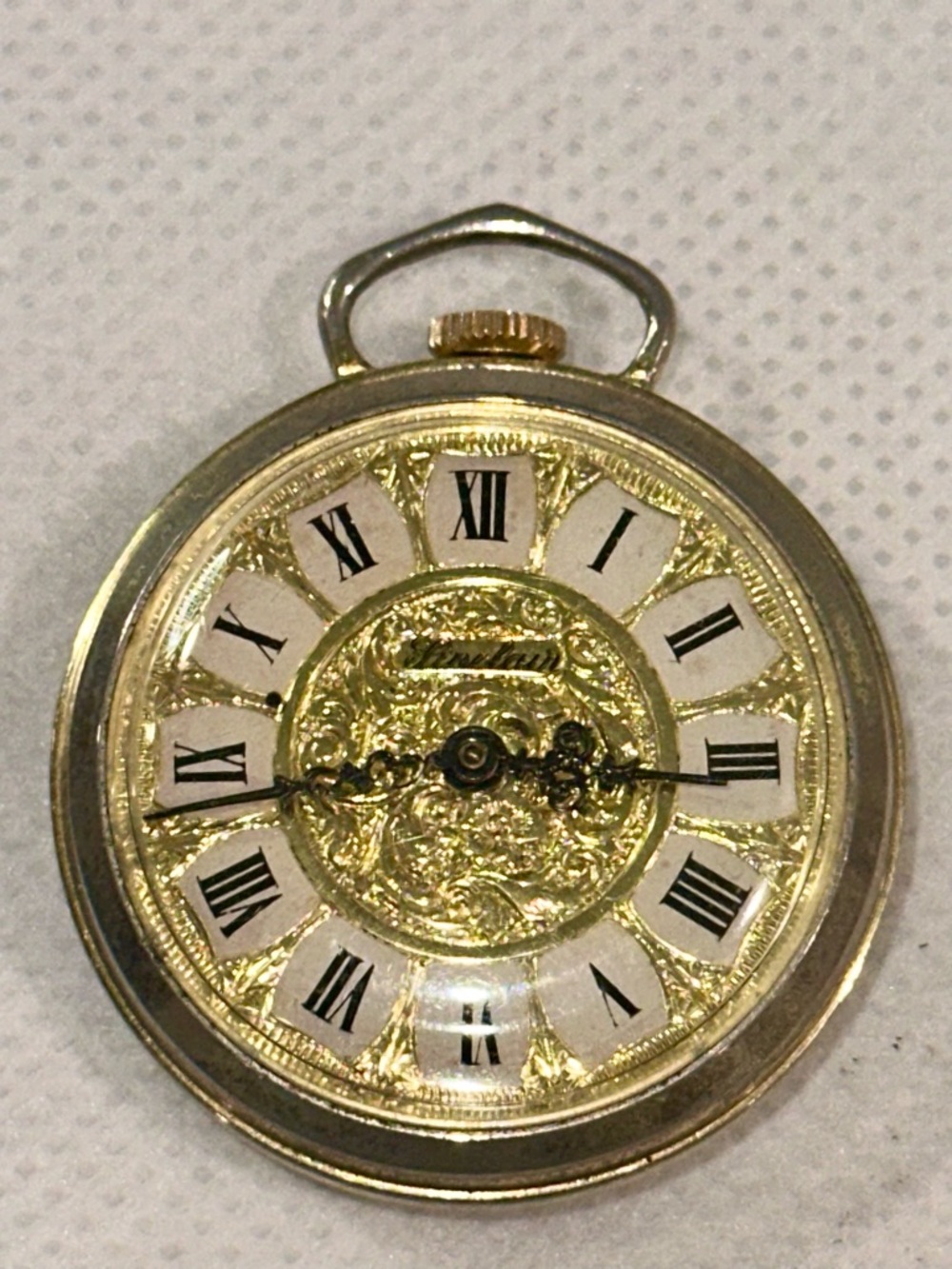 Vintage SINCLAIR Swiss POCKET WATCH / Pendant Roman Numerals 2 Tone Victorian